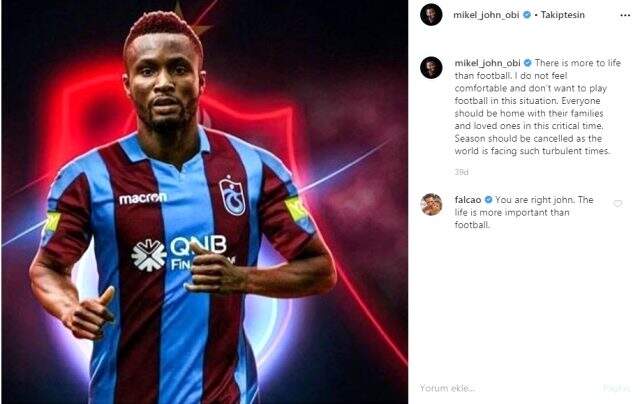 Obi Mikel'in 'Sezon iptal edilmeli' çıkışı Trabzonsporluları kızdırdı Obi Mikel'in