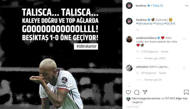 Talisca'dan Beşiktaşlı taraftarları heyecanlandıran yorum
