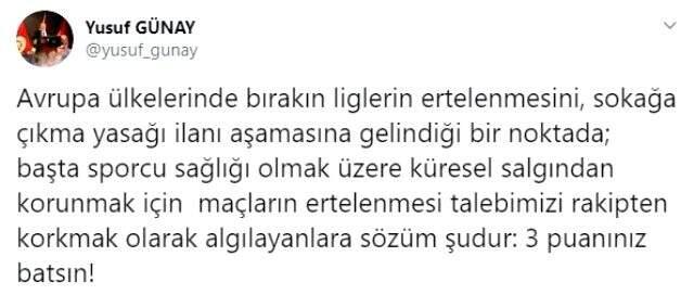 Galatasaray Başkan Yardımcısı Yusuf Günay: 3 puanınız batsın