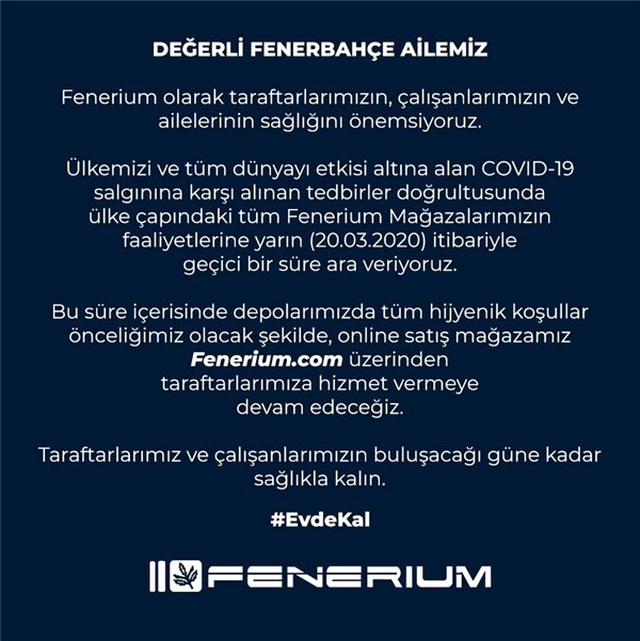 Fenerbahçe, corona virüsü nedeniyle Fenerium'u kapatma kararı aldı