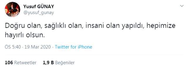 Yusuf Günay'dan liglerin ertelenmesi kararına destek Yusuf Günay'dan liglerin ertelenmesi kararına destek