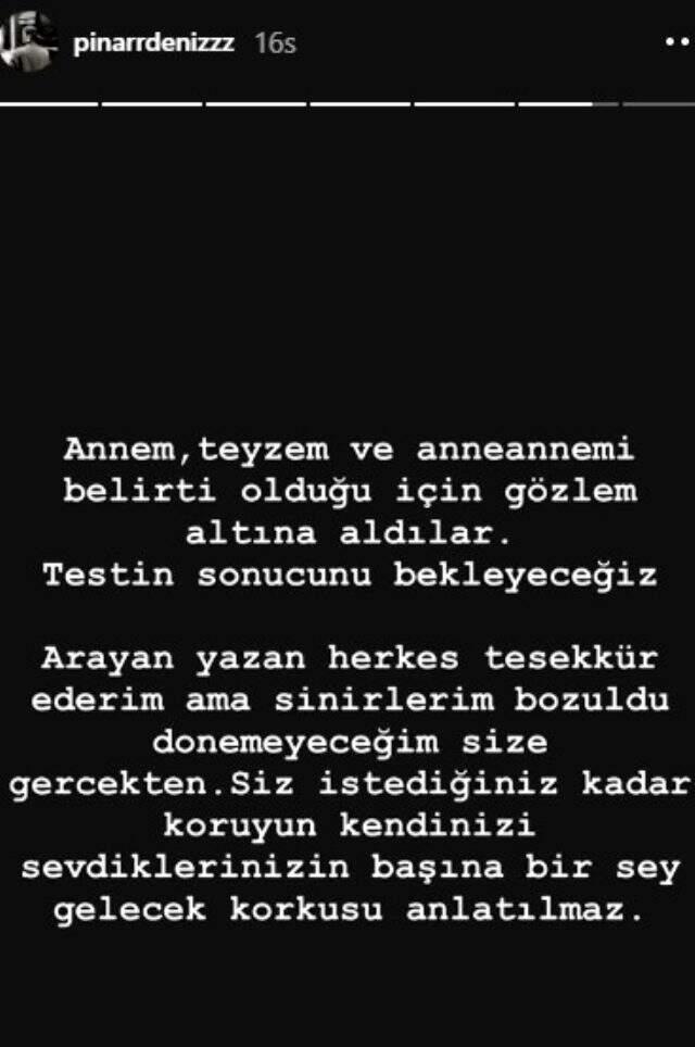 Oyuncu Pınar Deniz'in ailesi koronavirüs şüphesiyle karantinaya alındı