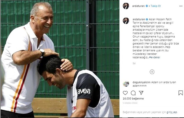 Arda Turan'dan Fatih Terim'e geçmiş olsun mesajı: Üstesinden gelecek