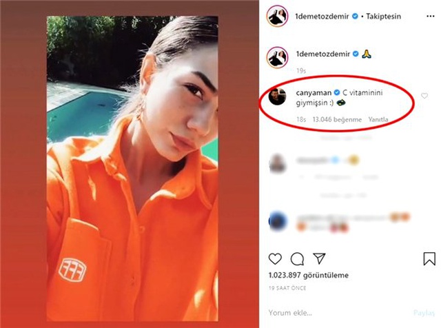 Demet Özdemir paylaştı, Can Yaman'dan yorum gecikmedi