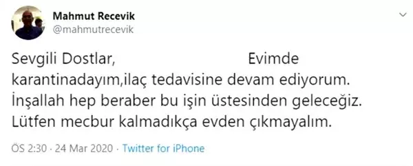 Galatasaraylı yöneticiden corona virüsü açıklaması: Karantinadayım