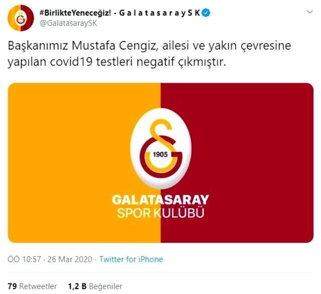 Son Dakika: Mustafa Cengiz'in koronavirüs testi sonucu negatif çıktı