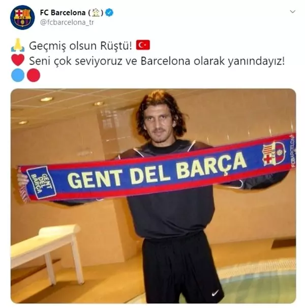 Barcelona'dan corona virüsüne yaklanan Rüştü Reçber için geçmiş olsun paylaşımı!