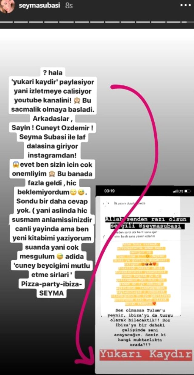 Dün akşam canlı yayın yapan Şeyma Subaşı ve Cüneyt Özdemir, bugün Instagram'dan birbirine gönderme yaptı