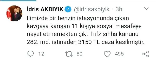 Hakkari'de kavga eden 11 kişiye sosyal mesafeye uymadıkları gerekçesiyle 3 bin 150'şer TL ceza kesildi