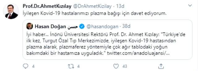 Koronavirüs salgınına karşı Türkiye'de ilk plazma tedavisi Malatya'da yapıldı Koronavirüs salgınına karşı Türkiye'de ilk plazma tedavisi Malatya'da yapıldı