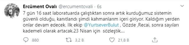 Koronavirüs aşısı için çalışan Prof. Dr. Ovalı'dan heyecanlandıran paylaşım: 23 Nisan için sözleştik