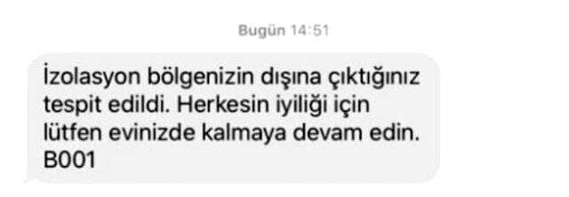 'Pandemi İzloasyon Takip Projesi' hayata geçti! İzolasyon bölgesini terk edenlerin telefonlarına mesaj gönderiliyor 'Pandemi İzloasyon Takip Projesi' hayata geçti! İzolasyon bölgesini terk edenlerin telefonlarına mesaj gönderiliyor