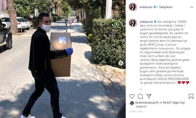Arda Turan, söz verdiği maskelerin ilk kısmını dağıttı Arda Turan, söz verdiği maskelerin ilk kısmını dağıttı