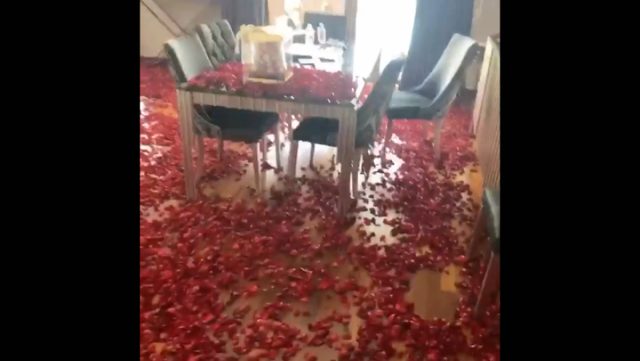 Gökhan Çıra, Selin Ciğerci'nin doğum günü için evi kırmızı güllerle doldurdu
