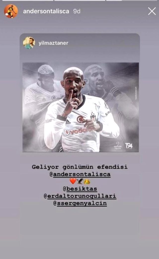 Talisca'nın 'Geliyor gönlümün efendisi' paylaşımı, Beşiktaş taraftarını heyecanlandırdı