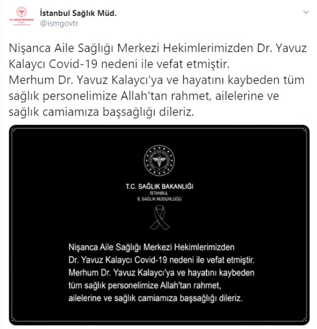 İstanbul'da aile hekimi Yavuz Kalaycı koronavirüs nedeniyle hayatını kaybetti