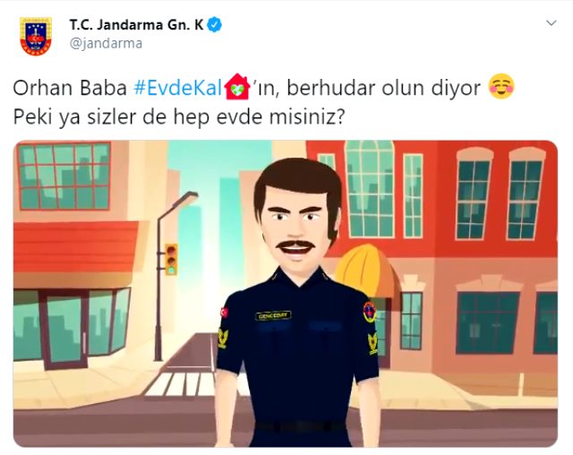 Jandarma, Orhan Gencebay animasyonlu 'Ya evde yoksan' videosu paylaştı