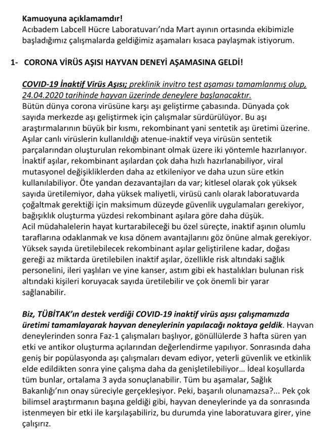 Prof. Dr. Ercüment Ovalı, koronavirüsü etkisiz hale getirdikleri anların görüntüsünü paylaştı