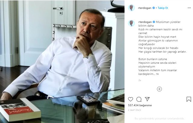 Cumhurbaşkanı Erdoğan, Instagram hesabından Adil Erdem Beyazıt'ın şiirinden dizeler paylaştı