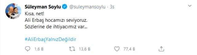 İçişleri Bakanı Soylu'dan Diyanet İşleri Başkanı Erbaş'a destek: Ali Erbaş hocamızı seviyoruz