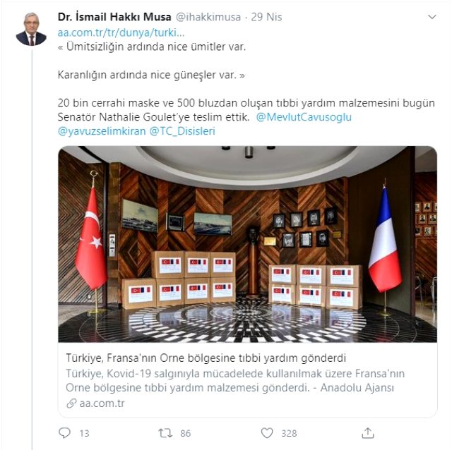 Fransız milletvekilinden Türkiye korona yardımıyla ilgili küstah yorum