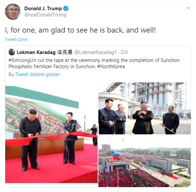 ABD Başkanı Trump, Kim Jong-un'un fotoğraflarını gördüğü için memnun