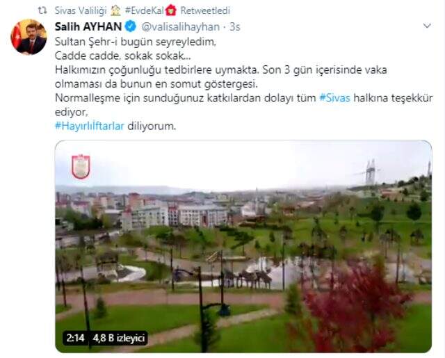 Sivas'ta son 3 gün içerisinde koronavirüs vakası tespit edilmedi Sivas'ta son 3 gün içerisinde koronavirüs vakası tespit edilmedi