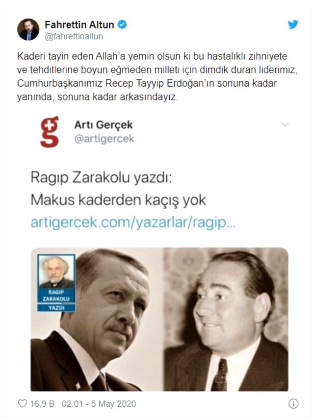 Fahrettin Altun'dan Erdoğan'ı hedef alan köşe yazısına sert tepki: Hastalıklı zihniyet