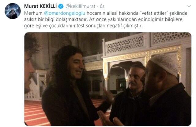 Ömer Döngeloğlu'nun eşi ve çocuklarının koronavirüs test sonucu negatif çıktı