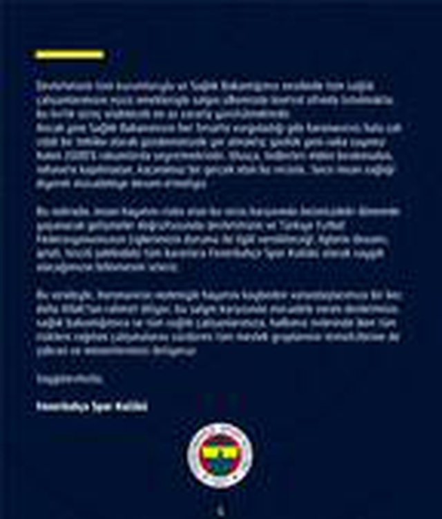 Fenerbahçe'den 2019-2020 sezonunun devamına ilişkin açıklama!