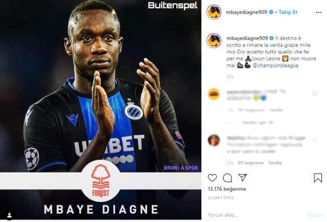 Mbaye Diagne, İngiliz kulübü Nottingham Forest ile ilgili bir paylaşımda bulundu