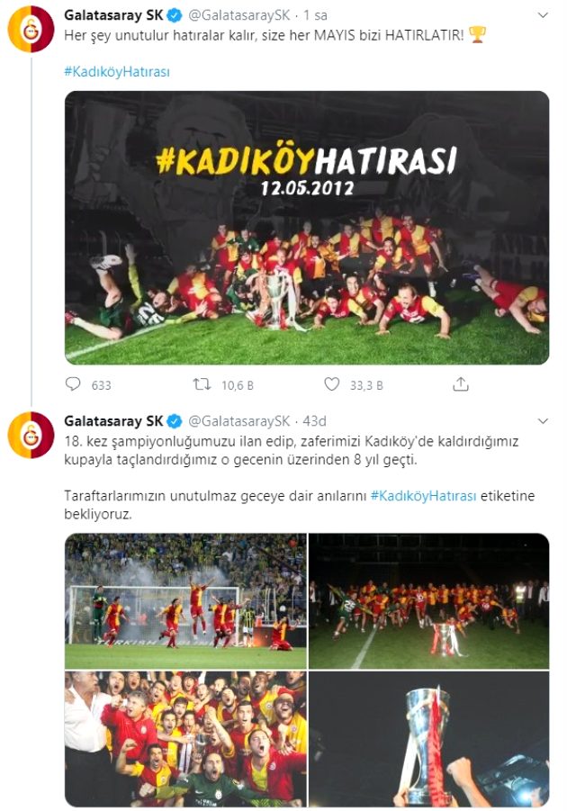 Galatasaray, Kadıköy'de kazandığı şampiyonluğu hatırlatarak Fenerbahçe'ye gönderme yaptı