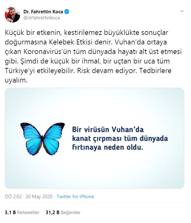 Bakan Koca'dan salgın için 'kelebek etkisi' uyarısı: Tüm Türkiye'yi etkileyebilir