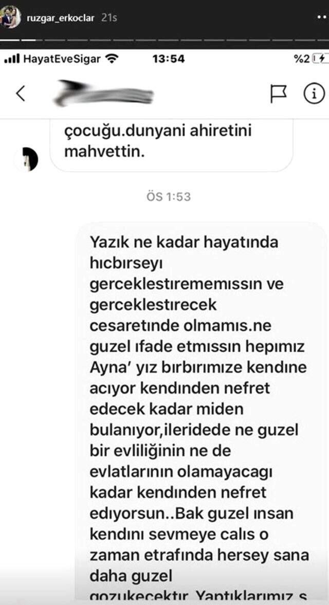 Rüzgar Erkoçlar, cinsiyet değiştirdiği için kendisini eleştiren takipçisini ifşa etti