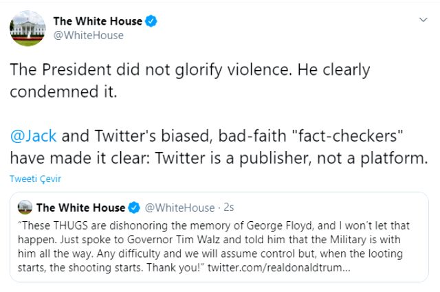 Twitter, Donald Trump'ın ardından Beyaz Saray'ın tweetini de engelledi