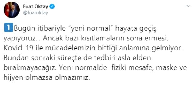 Cumhurbaşkanlığı'ndan normalleşme sürecine ilişkin açıklama: Fiziki mesafe, maske ve hijyen olmazsa olmazımız