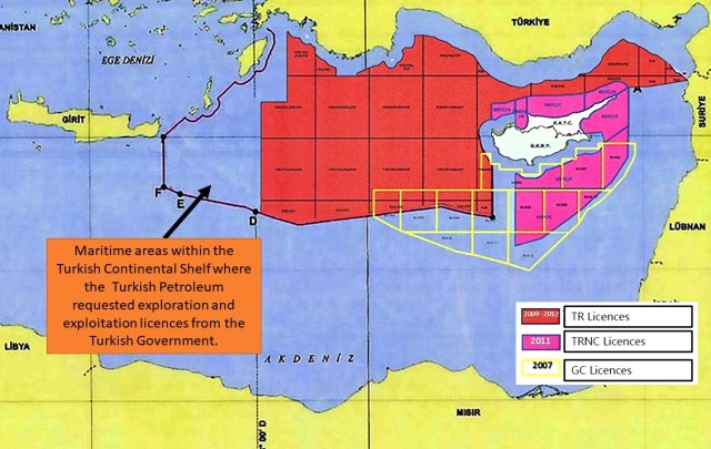 Dışişleri Bakanlığı, Doğu Akdeniz'de yeni ruhsat başvurusu yapılan sahaları gösteren haritayı paylaştı
