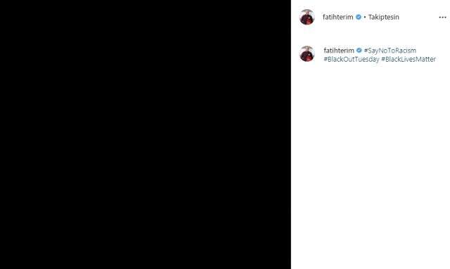 Fatih Terim, sosyal medya hesabından 'Irkçılığa hayır' mesajı paylaştı Fatih Terim, sosyal medya hesabından 'Irkçılığa hayır' mesajı paylaştı