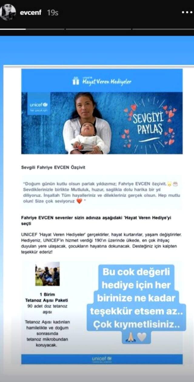 35. yaşını kutlayan Fahriye Evcen'e sevenlerinden hediye yağdı