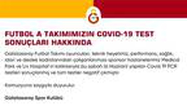 Galatasaray'dan corona virüsü testi açıklaması!