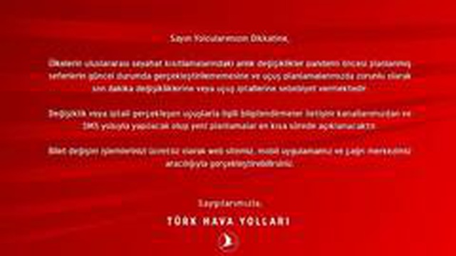 THY'den bilet değişikliği duyurusu: Planlamalar en kısa zamanda açıklanacak THY'den bilet değişikliği duyurusu: Planlamalar en kısa zamanda açıklanacak