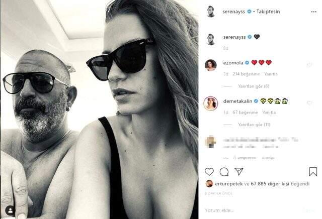 Bodrum'da tatil yapan Serenay Sarıkaya ve Cem Yılmaz çifti, aşka geldi