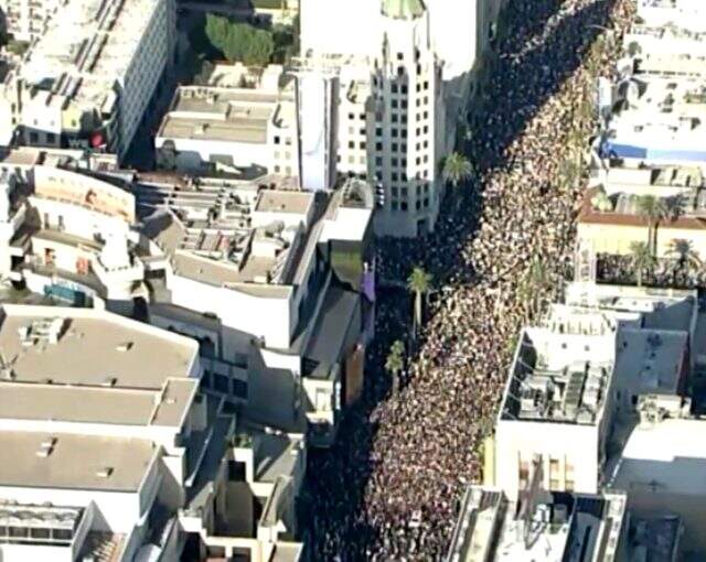 Los Angeles'ta yüz binlerce kişi ırkçılık karşıtı protestolar için yürüdü Los Angeles'ta yüz binlerce kişi ırkçılık karşıtı protestolar için yürüdü