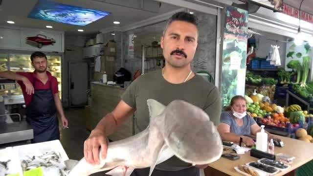 Marmaris'te oltaya 2 buçuk metrelik köpekbalığı takıldı Marmaris'te oltaya 2 buçuk metrelik köpekbalığı takıldı