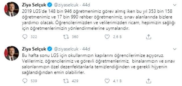 Bakan Selçuk'tan LGS açıklaması: Velilerimiz, gerekli hijyenin sağlandığından emin olabilirler