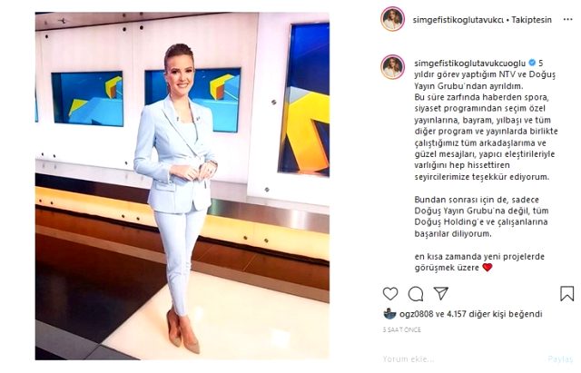 Sunucu Simge Fıstıkoğlu, NTV ile yollarını ayırdı