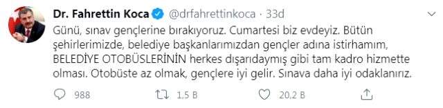Bakan Koca, her zamanki naif üslubuyla belediye başkanlarına seslendi: Bir istirhamım var Bakan Koca, her zamanki naif üslubuyla belediye başkanlarına seslendi: Bir istirhamım var