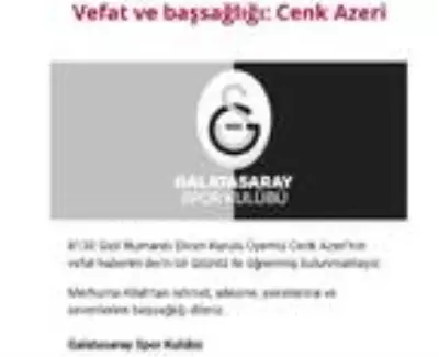 Galatasaray Divan Kurulu Üyesi Azeri, intihar etti