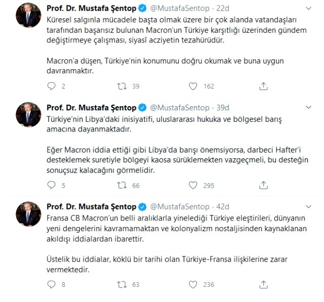 TBMM Başkanı Mustafa Şentop'tan Macron'a tepki: Libya'da barışı önemsiyorsa, darbeci Hafter'i desteklemekten vazgeçmeli