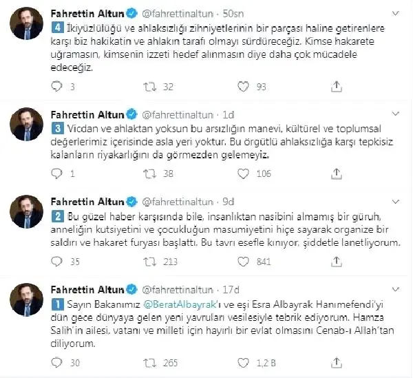 Bakan Albayrak'ın eşi ve yeni doğan oğluna ilişkin çirkin paylaşımlara tepki yağdı